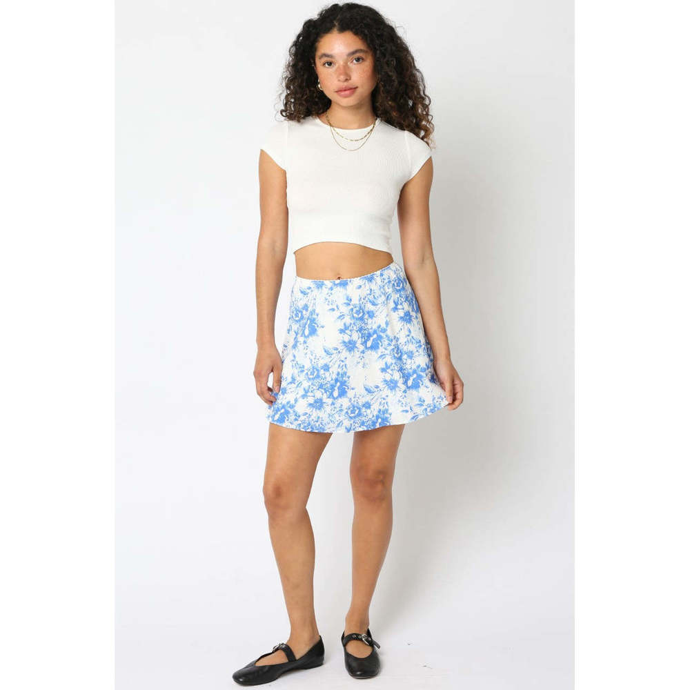 Maura Floral Mini Skirt | Blue White